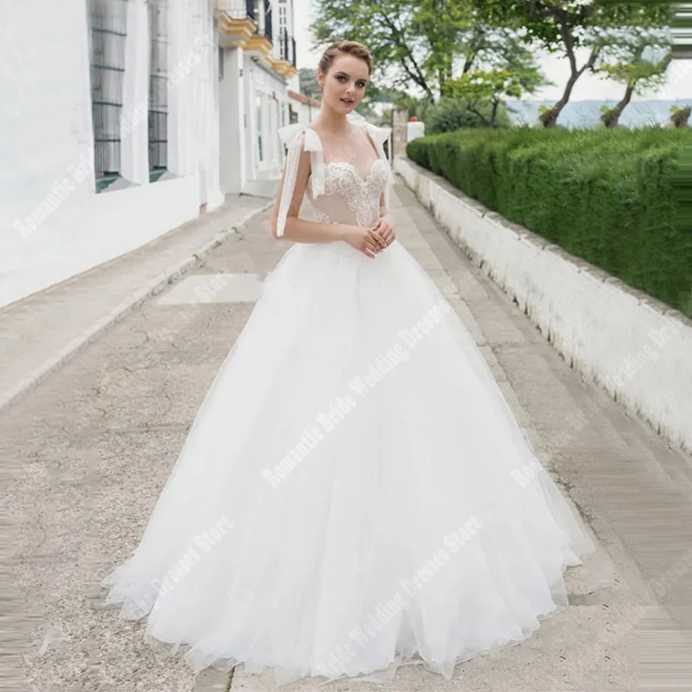 Przepiękne suknie ślubne damskie w kształcie litery A, koronkowe, z kwiatowym nadrukiem, eleganckie suknie ślubne na plażę, Vestidos De Novias 2025, szyte na miarę