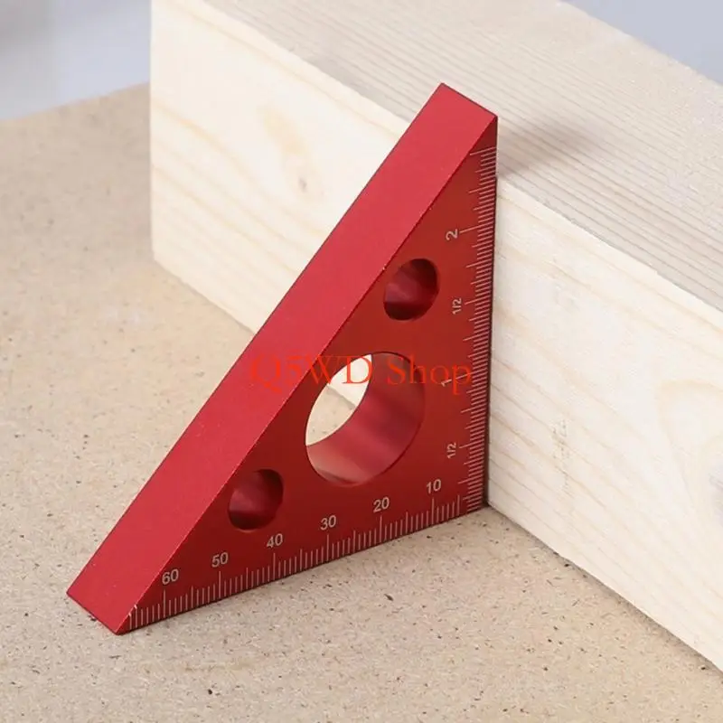 Q5WD 45 Degree AluminumAlloy Angled Ruler, Metricand InchScale Rafters Layouts Carpenter Square Triangle Ruler Woodworking
