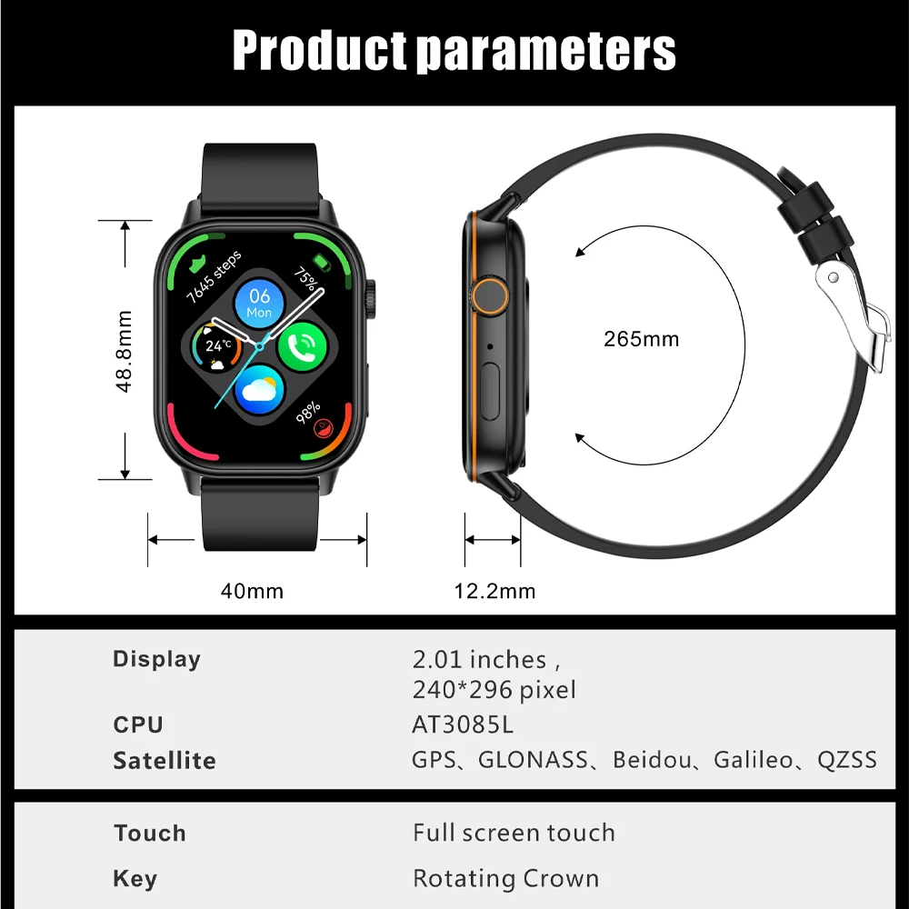 QX17 Smart Watch Bluetooth Call GPS Positioning Outdoor Sports Data Collection Healthy Heart Rate Multifunctional Sports