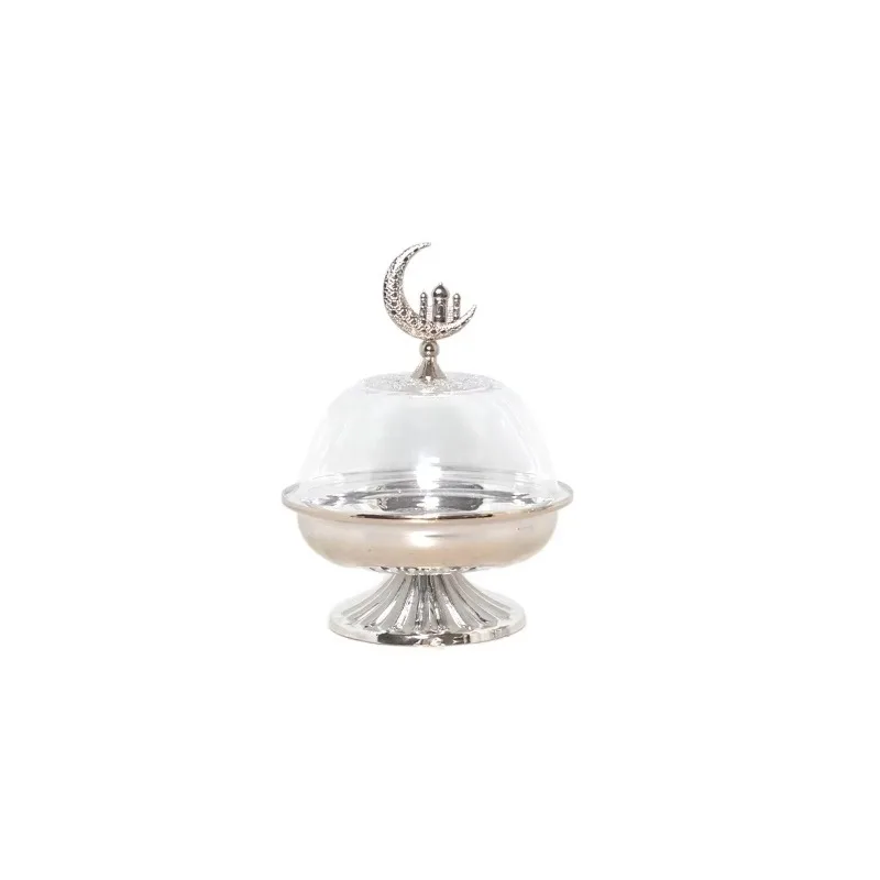 

Light luxury stainless steel fruit tasting tray with lid and dustproof food cover for cakes and snacks