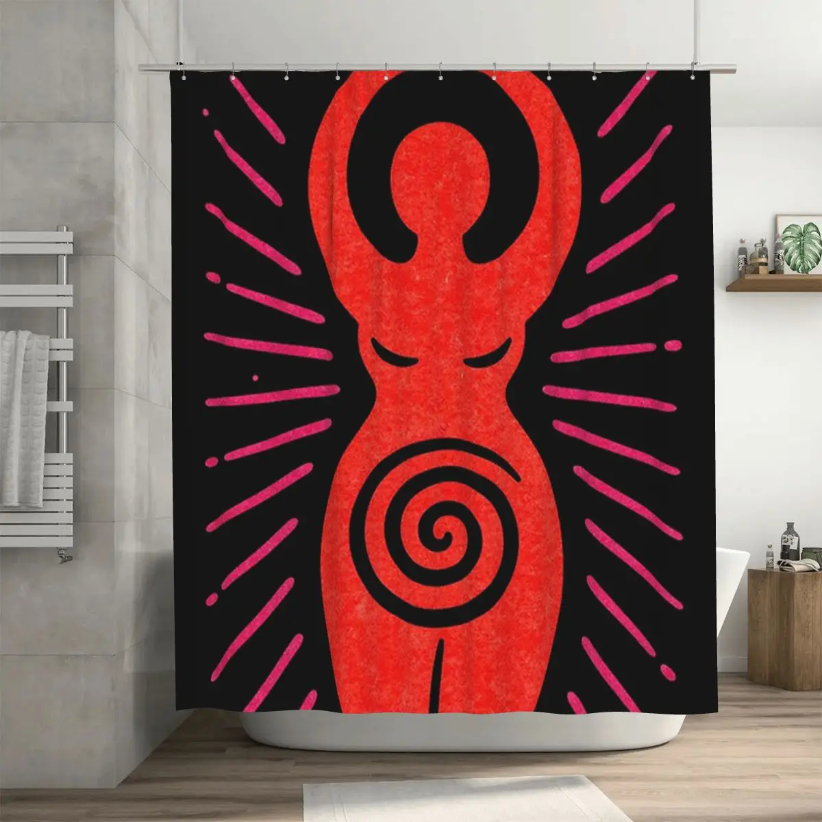 

Занавеска для душа с изображением спирали Божественной Женственности, сияющей материнской энергии, полиэстеровая, водонепроницаемая, с крючками