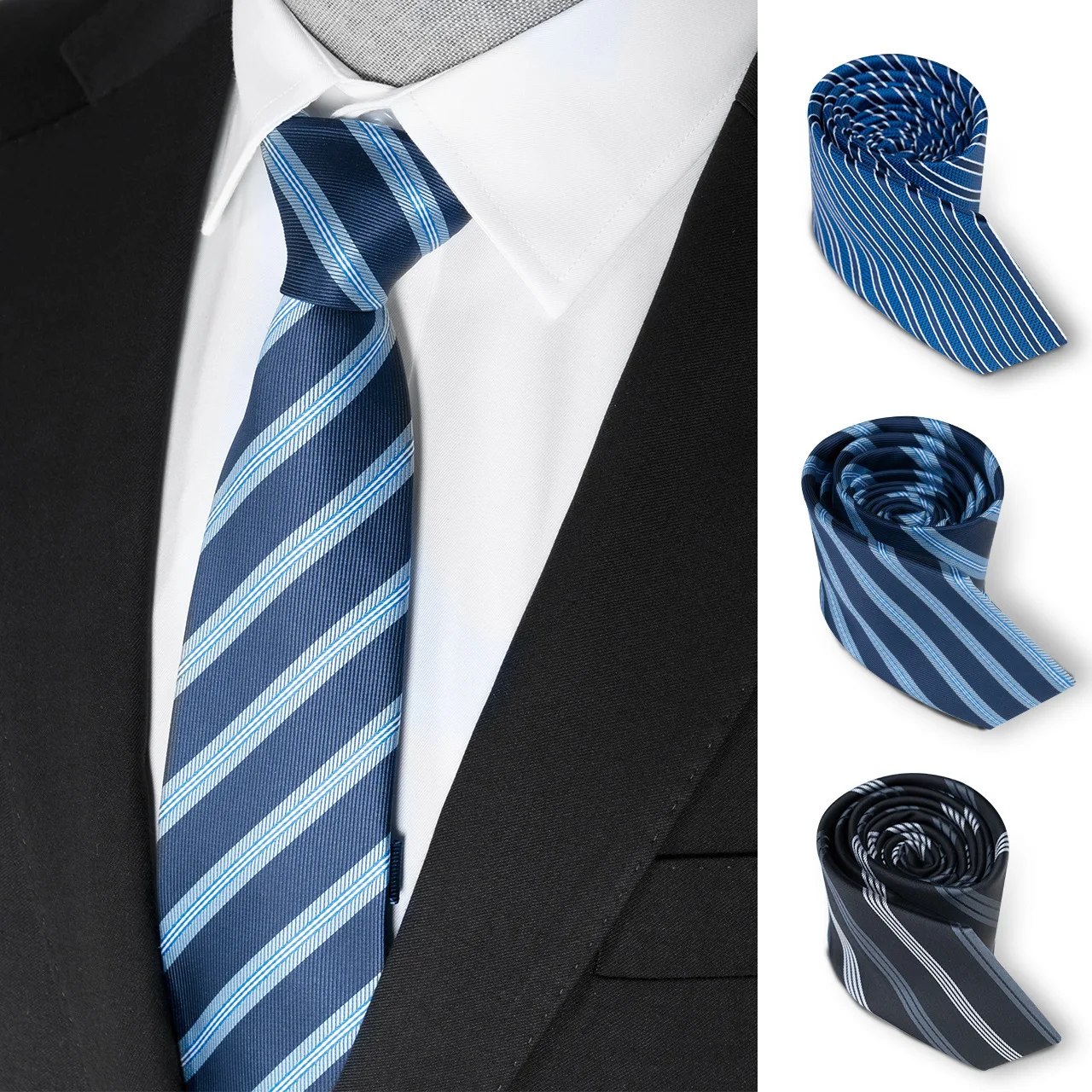 Men's business tie, suit, formal work attire, wedding groomsman, groom's attire, fashionable tie, no iron striped plaid