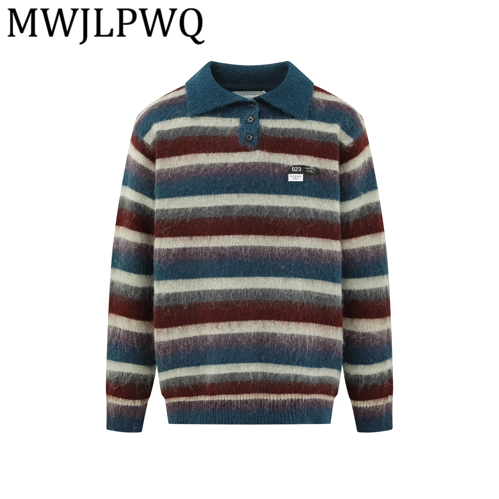 

MWJLPWQ Modish 2025 Autumn American Sweater Men's High Street Long Sleeve Button Design Simple Pullover Knit Casual Tops 21480
