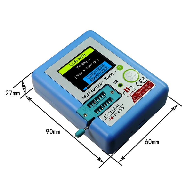 BMBY-トランジスタテスター TFT グラフィックディスプレイ付き 1.8 インチ LCR メーター測定容量抵抗 NPN PNP MOSFET ダイオード三極管テスト