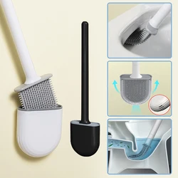 Silicone Brush Head Toilet Brush Leak-Proof Base Convenient Sanitary Brush Head Storage Cover Toilet Cleaning Brush Wall-Mounted