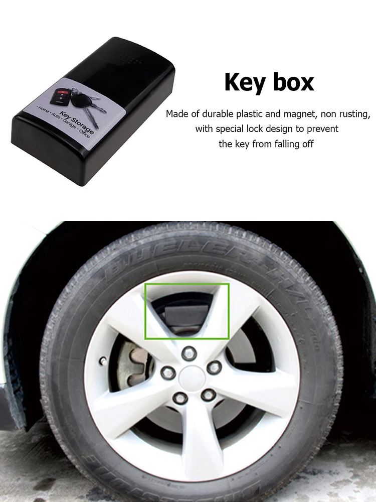 Portable Car Key Secret Box Magnetic Creative Case Holder for Key Black Outdoor