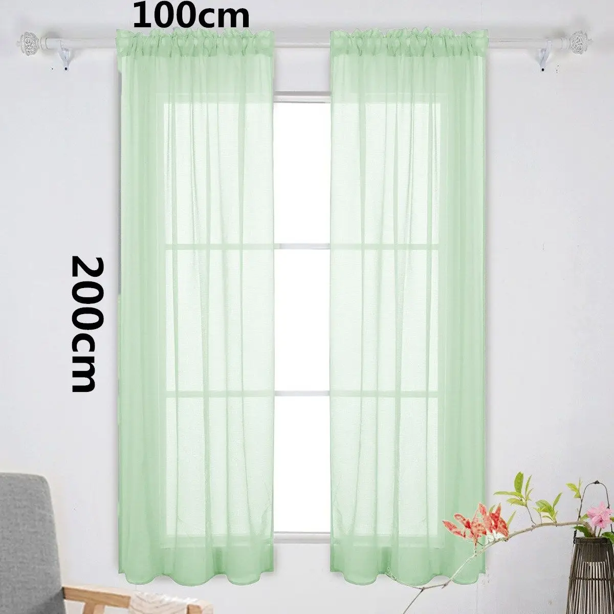 Black Solid Color Voile Curtains Semi Transparent Sheer Window Screen Bedroom Dining Room Kitchen Privacy Transparent Curtains