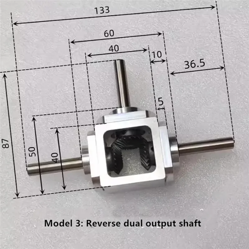 AB35-Spiral Bevel Gear Reducer 1M 20T 8MM الزاوية اليمنى محرك علبة التروس 1:1 Cross Commutator عكس المزدوج الإخراج