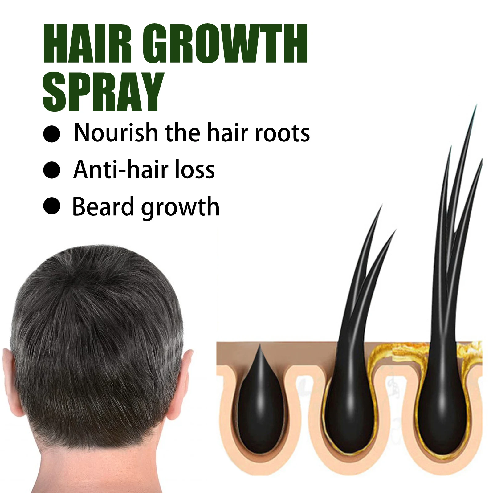 EELHOE Hair Growth Spray for Anti Hair Loss Fast Treatment Scalp Prevent Hair Thinning Dry Frizzy Conditioning Strong Hair Root