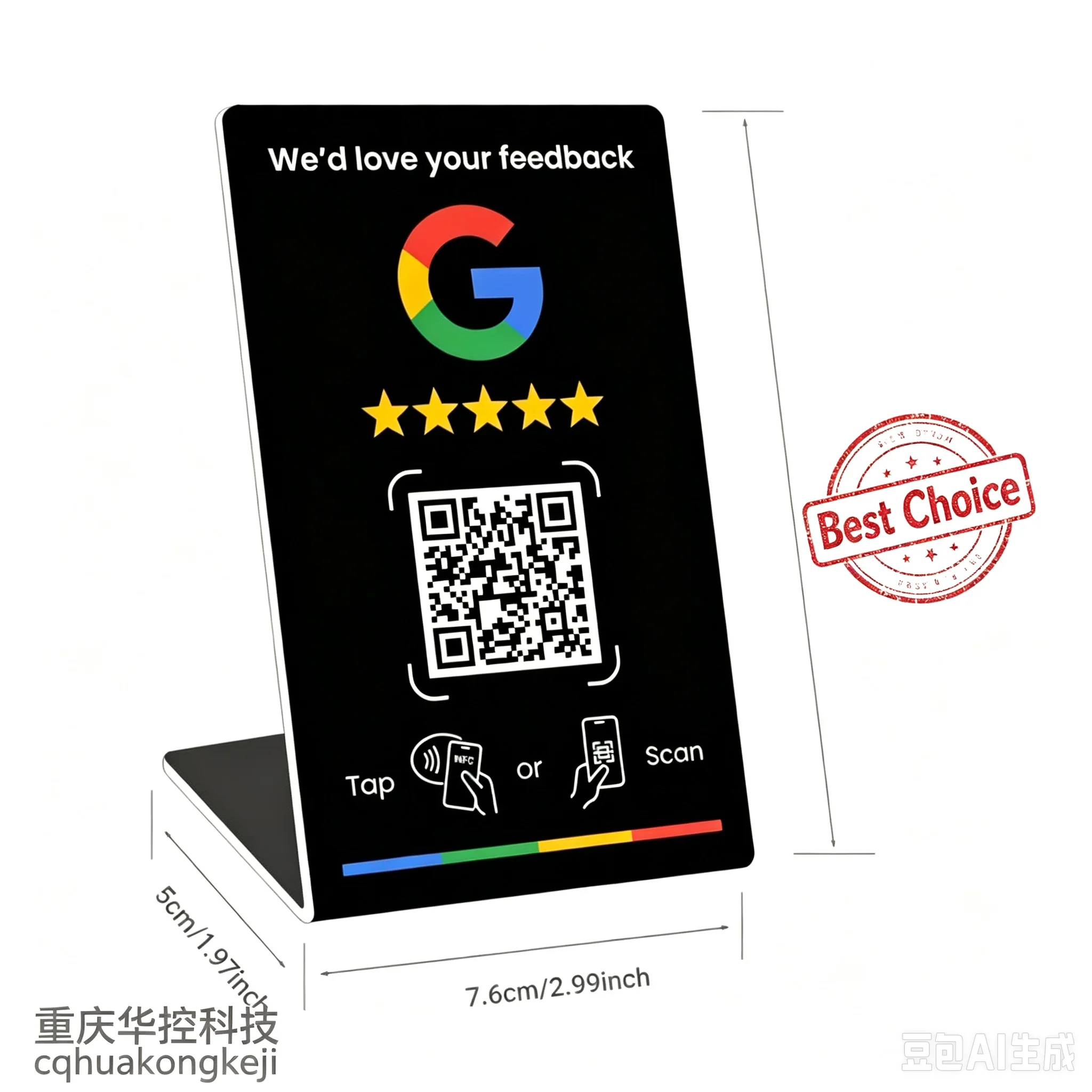 Smart Tap NFC & QR Instant Reviews for All Phones Boost Business Reviews Zappy Fast  White Stand Black Stand