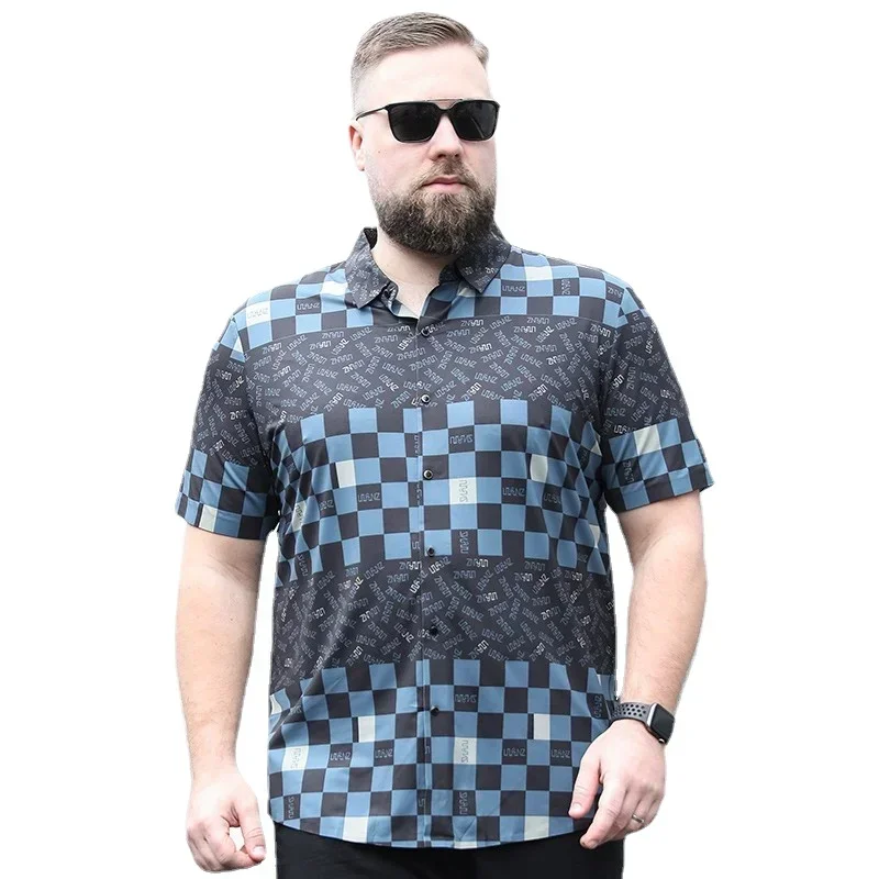 New Arrival Fashion Men's Thin Short Sleeved Shirt Extra Large Men's Floral Shirt Summer Plus Size 2XL 3XL 4XL 5XL 6XL 7XL 8XL