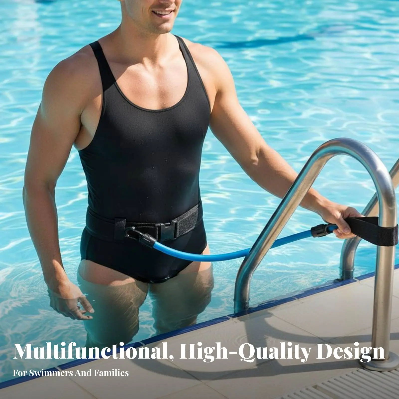 

Эластичный ремень для плавания, долговечный водный тренировочный пояс, легко устанавливаемый тренировочный ремень для плавания