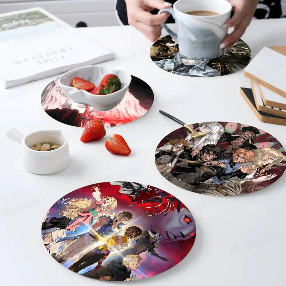 

Anime Castlevania Coasters Suitable for daily family gathering decoration, kitchen, anti-slip wooden coasters