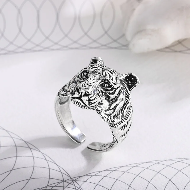 925 Sterling Silver Tiger Adjustable Rings For Women Engagement Female Jewelry Accessories  Jewellery