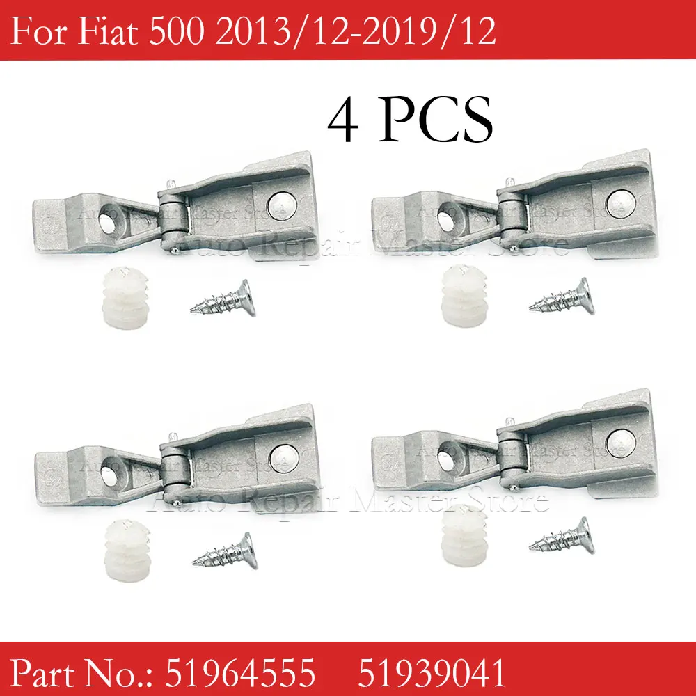 4 PCS Chrome Metal Outer Door Handle Hinge Repair Driver Passenger Side Replacement Repair Kit For Fiat 500 OE 51964555