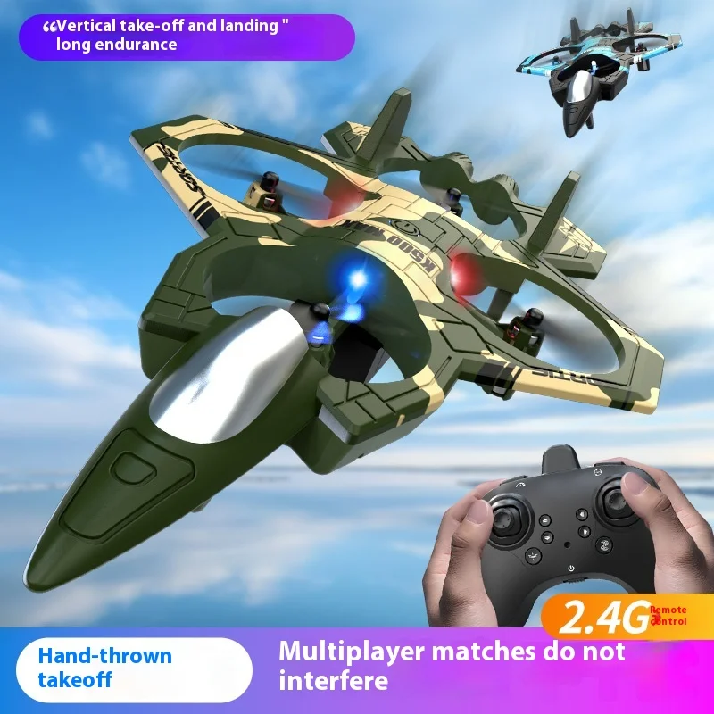 K500Max Fighter Drone Quad-Channel Hover RC Airplane High-Speed Stunt Special Effects Lighting Four-Axis Remote Control Toy