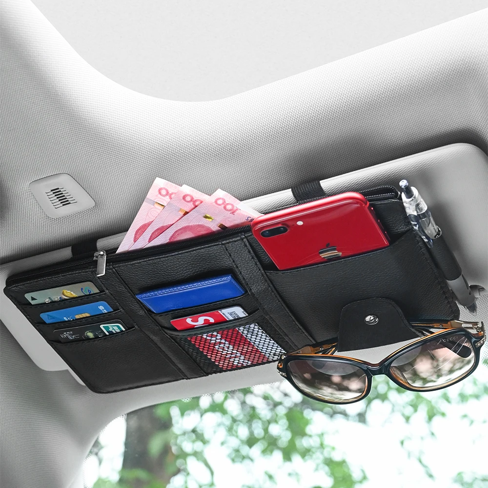 Auto Sonnenblende Bill Stift Visitenkarte Halter Organizer Lagerung Box Sonnenbrille Clip Verstauen Aufräumen Auto Zubehör – Detail 1