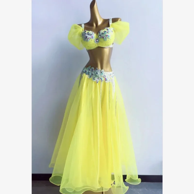 customized Belly dance performance costume for women 2024 new diamond studded bra long skirt set Eastern dance wzy020