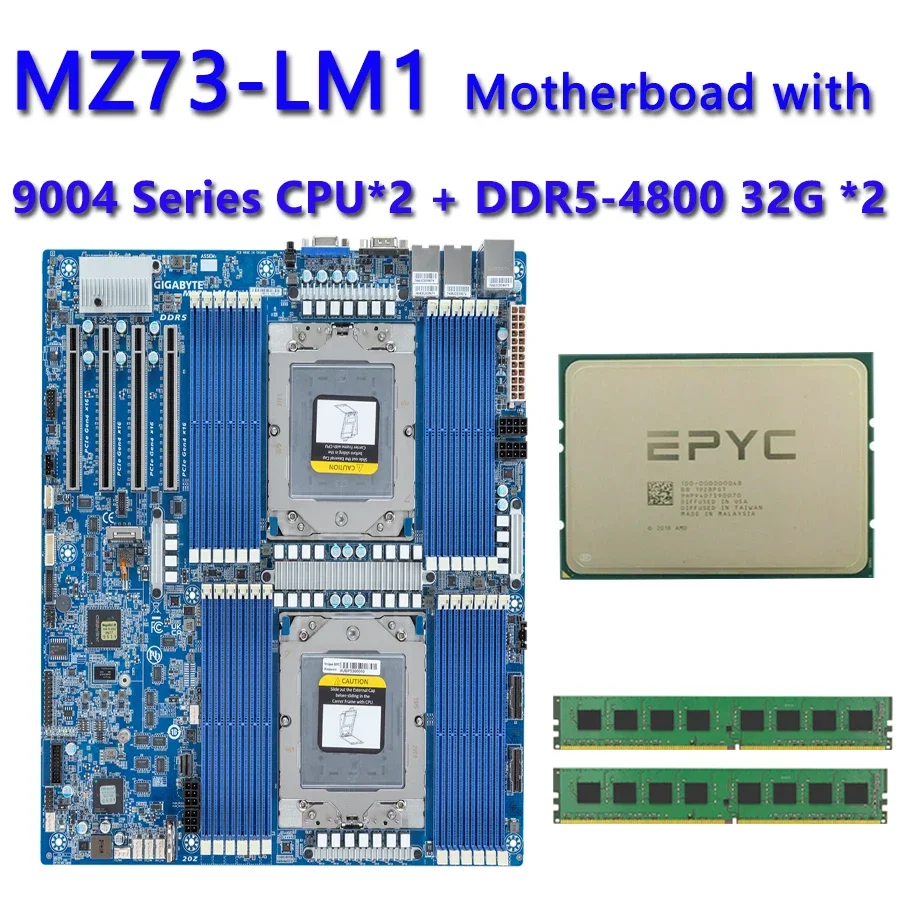 MZ73-LM1 Motherboard  / AMD 9754 9124 9654 9634 9554 9534 9474F 9454 9374F 9354 9334 9274F 9254 9224 9174F 9124  / DDR5 64G 32G