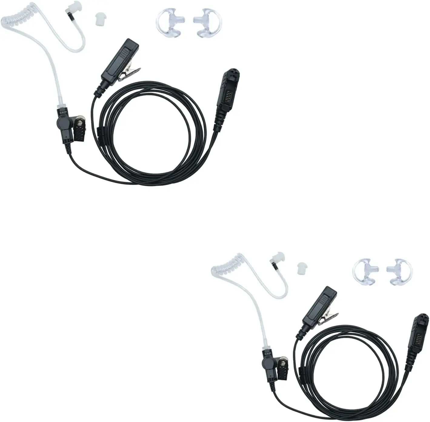 XPR 3500e Earpiece 2 Wire Covert Acoustic Tube Surveillance Kit Headset with Two Pair Medium Earmolds for Motorola R5 XPR3500 XP