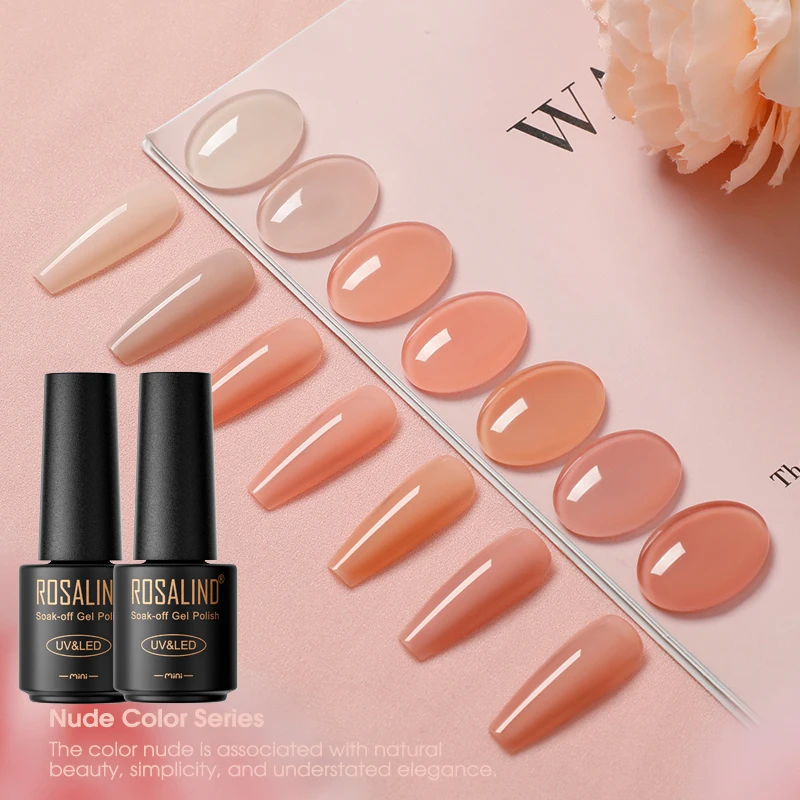 

ROSALIND Gel Nail Polish Nude Hybrid Varnishes Semi Permanent Nails Art Nail Polish Base Top Coat UV Gel Esmalte Need LED Lamp