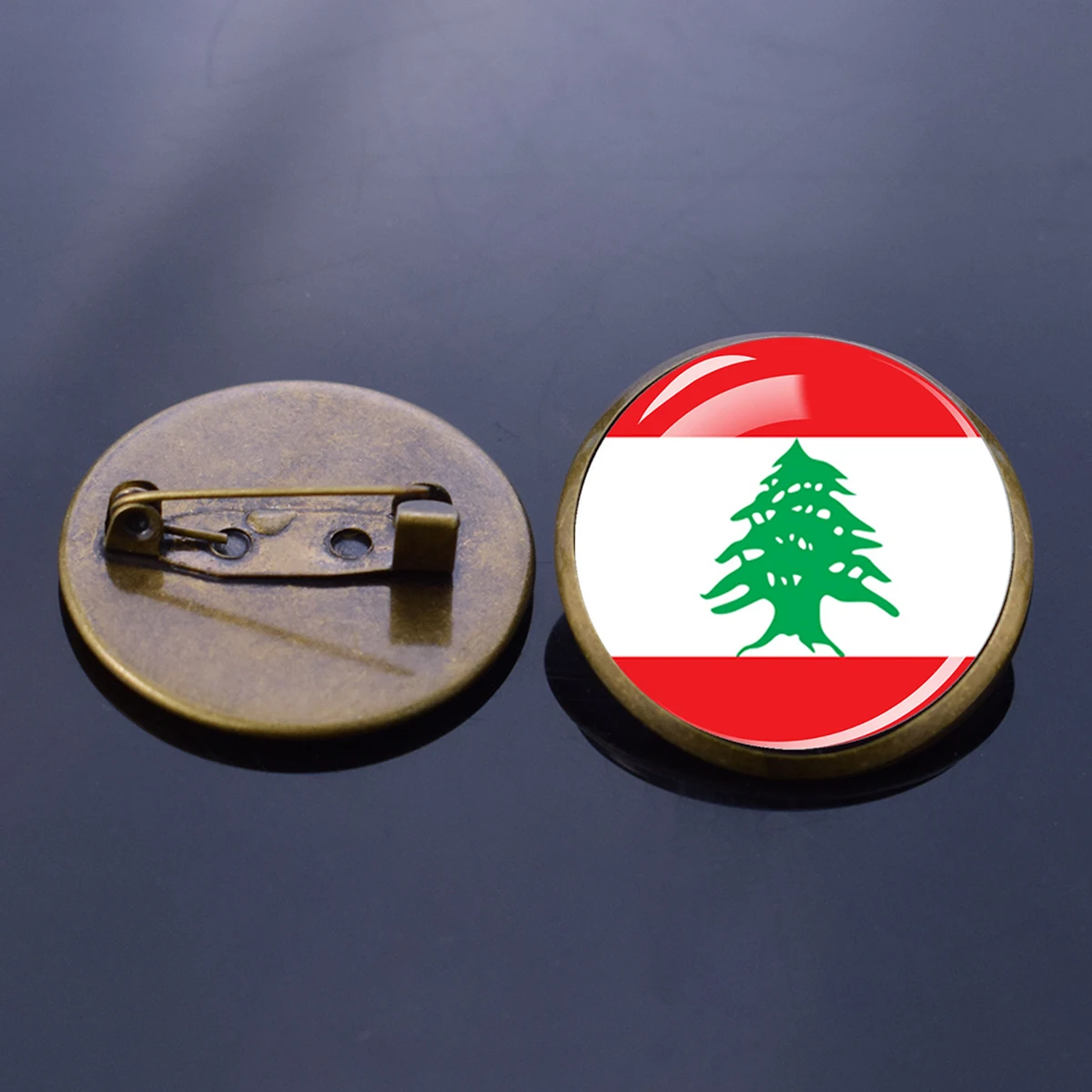 Lebanon Flag Brooch Pin Lebanese Flag Glass Dome Badge Patriot Gift