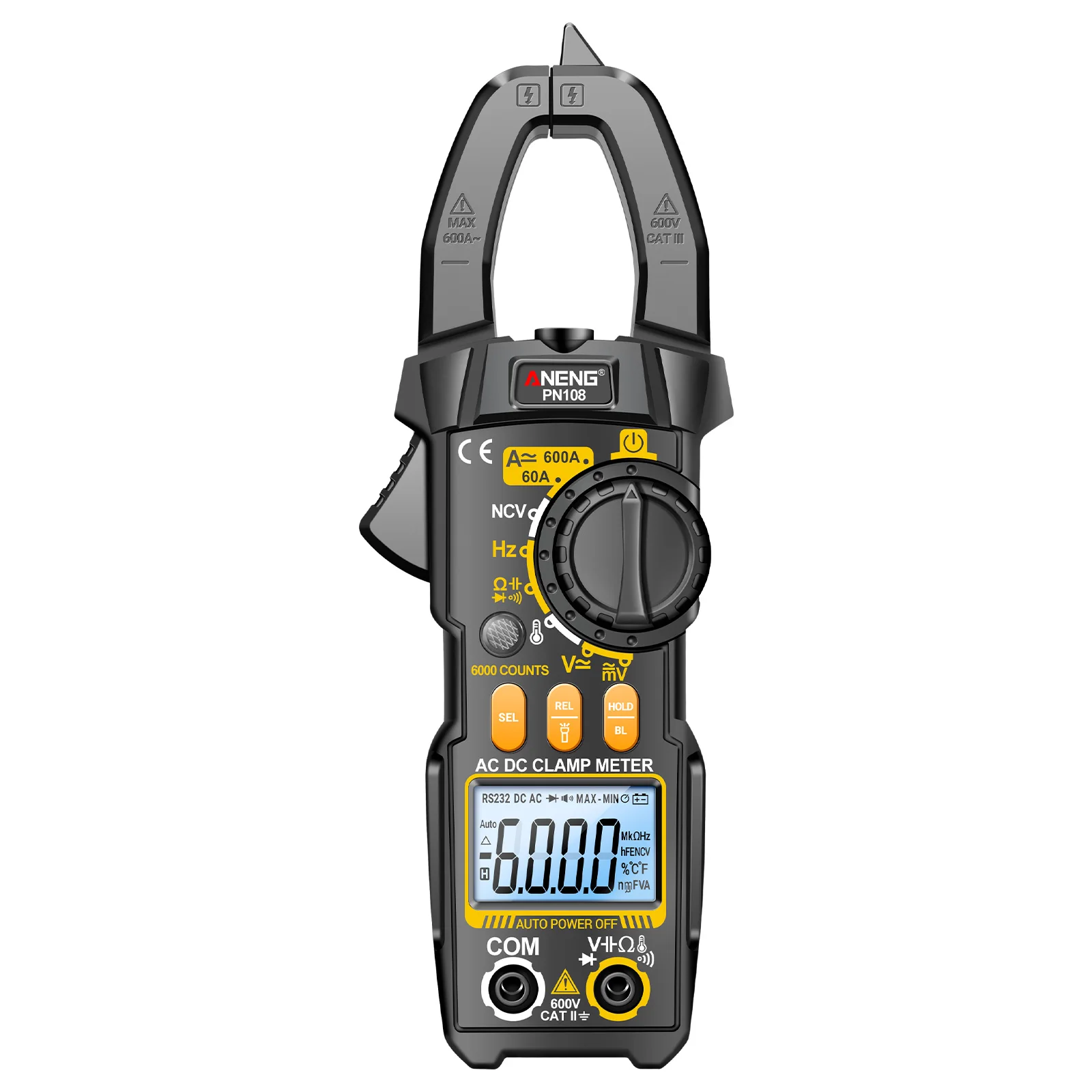 ANENG High Precision Clamp Multimeter Meter PN108 Electrician Tool AC/DC Voltage Current 6000 Counts Resistance Capacitance Test