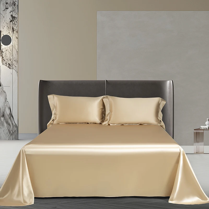 1pc Silky Satin Solid Color Flat Sheet, Luxury Bed Sheet For Bedroom Decor, Soft Silky Bedding