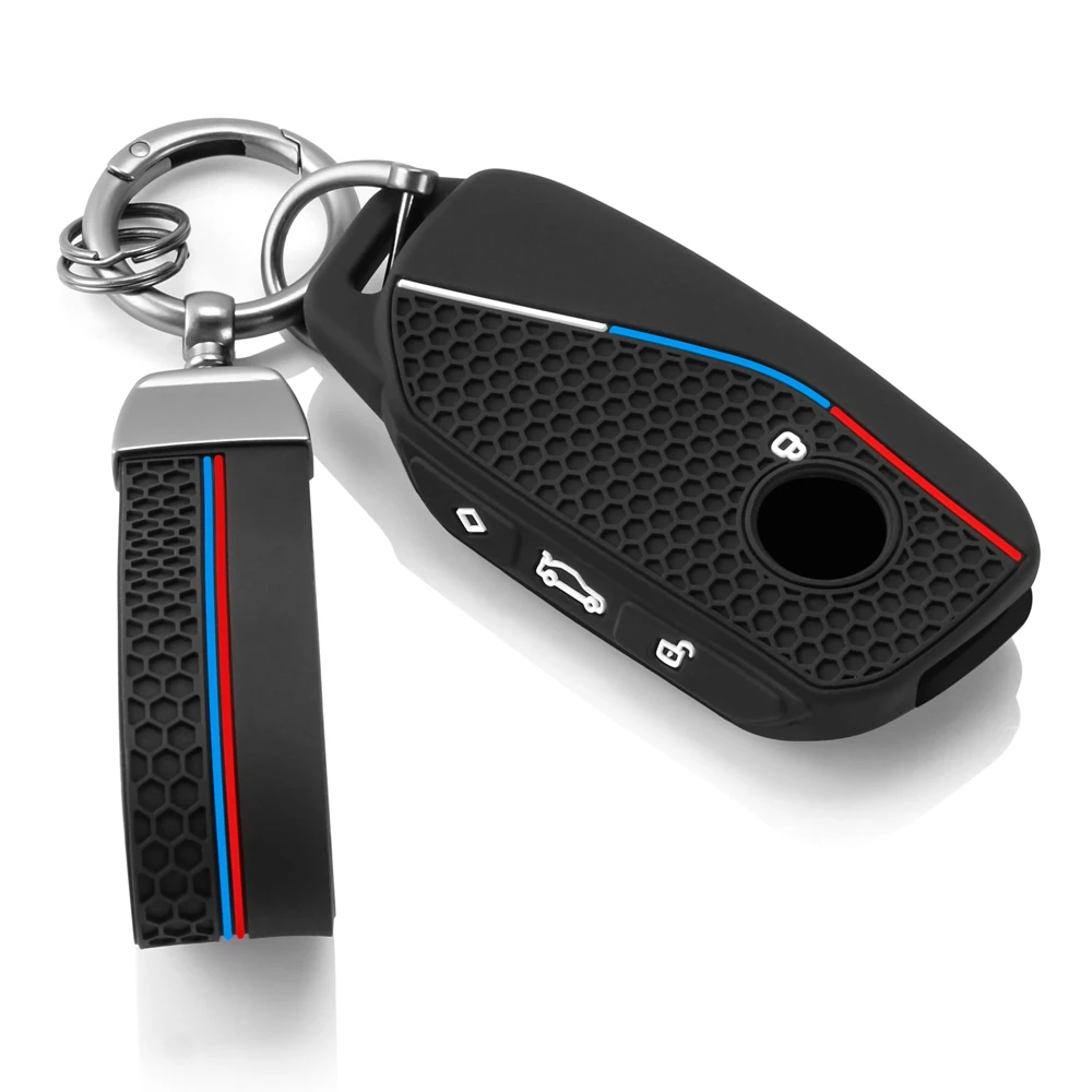 Silicone Car Key Fob Case Cover Chain Ring Holder For BMW 218i 220i 740i 760i 5-Series G60 X1 X2 X5 X6 X7 iX1 iX2 iX i5 i7 G05