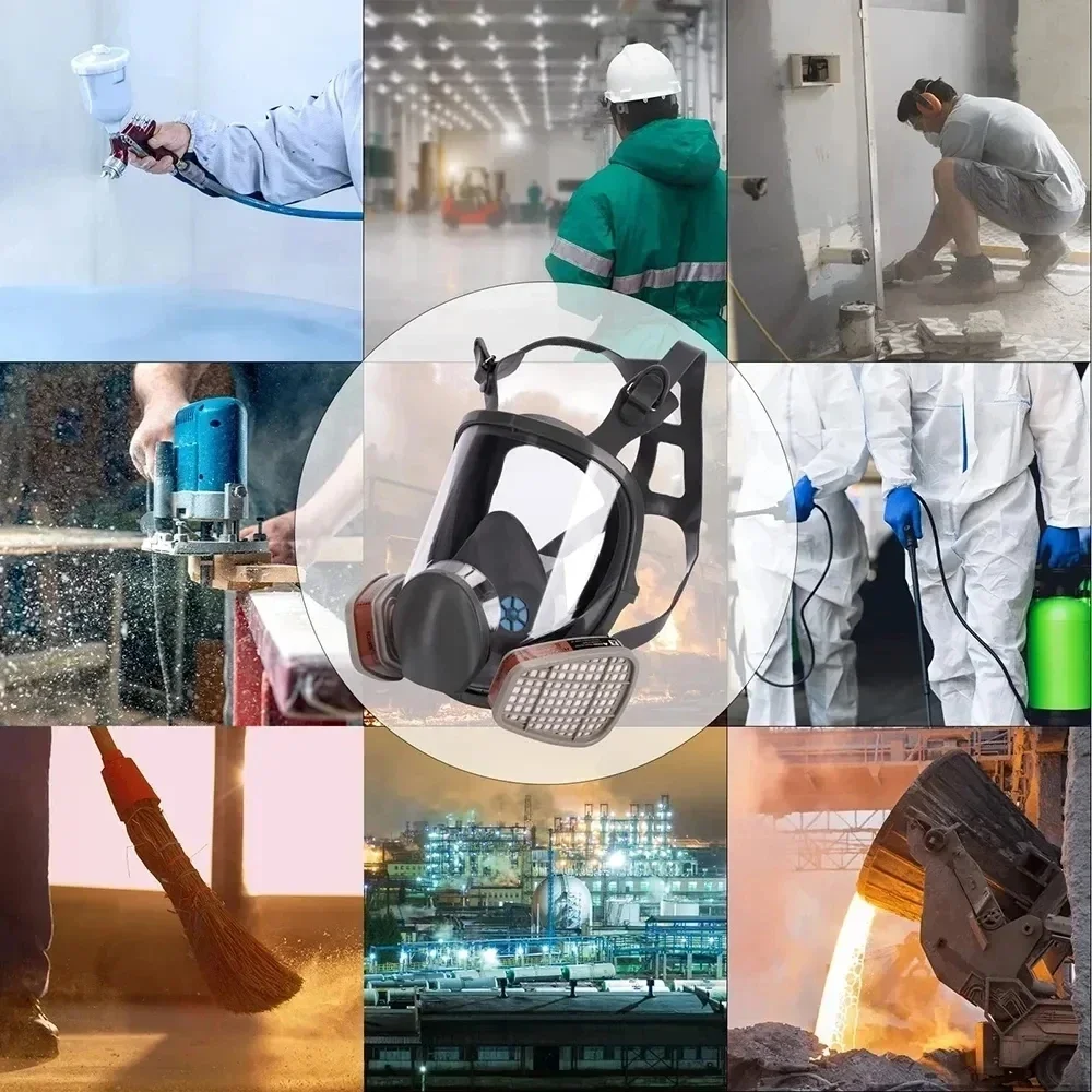 6800 Anti-Fog Full Face Gas Mask with Dust Filter for Industrial Paint, Spray, Vaccination, Safety, and Formaldehyde Protection