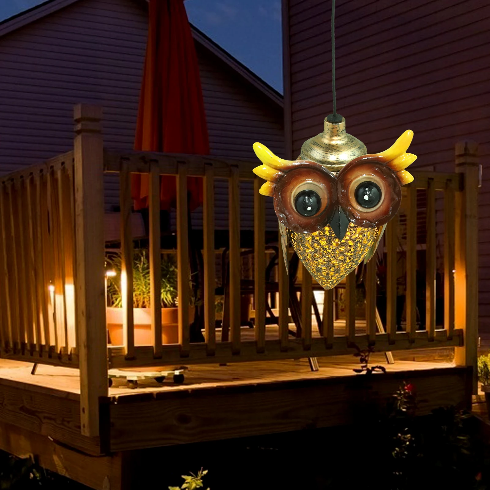 

Owl Shaped Solar Lights Wrought Iron Garden Lantern Necklace Outdoor LED Lamp Reusable Durable Waterproof Energy Saving Brighten
