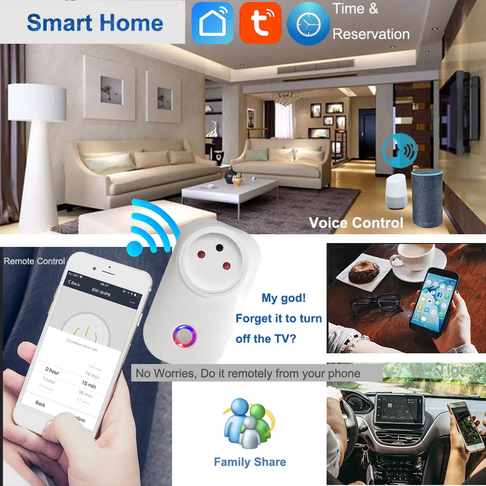 Tigreat 16A Israel Smart Plug WIFI Socket-Bluetooth ISR IL Outlet-Voice&Timer&Remote-Tuya/Alexa/IFTTT/Google Life Home Automatio