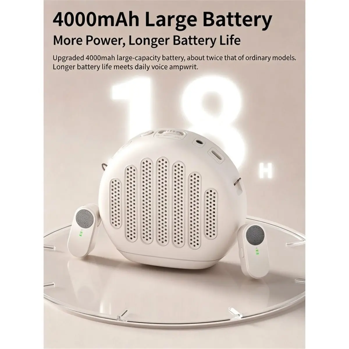 Wireless Lavalier Microphone Portable Neck-Held Voice Amplifier Bluetooth Speaker Handheld Mic for Teacher Black