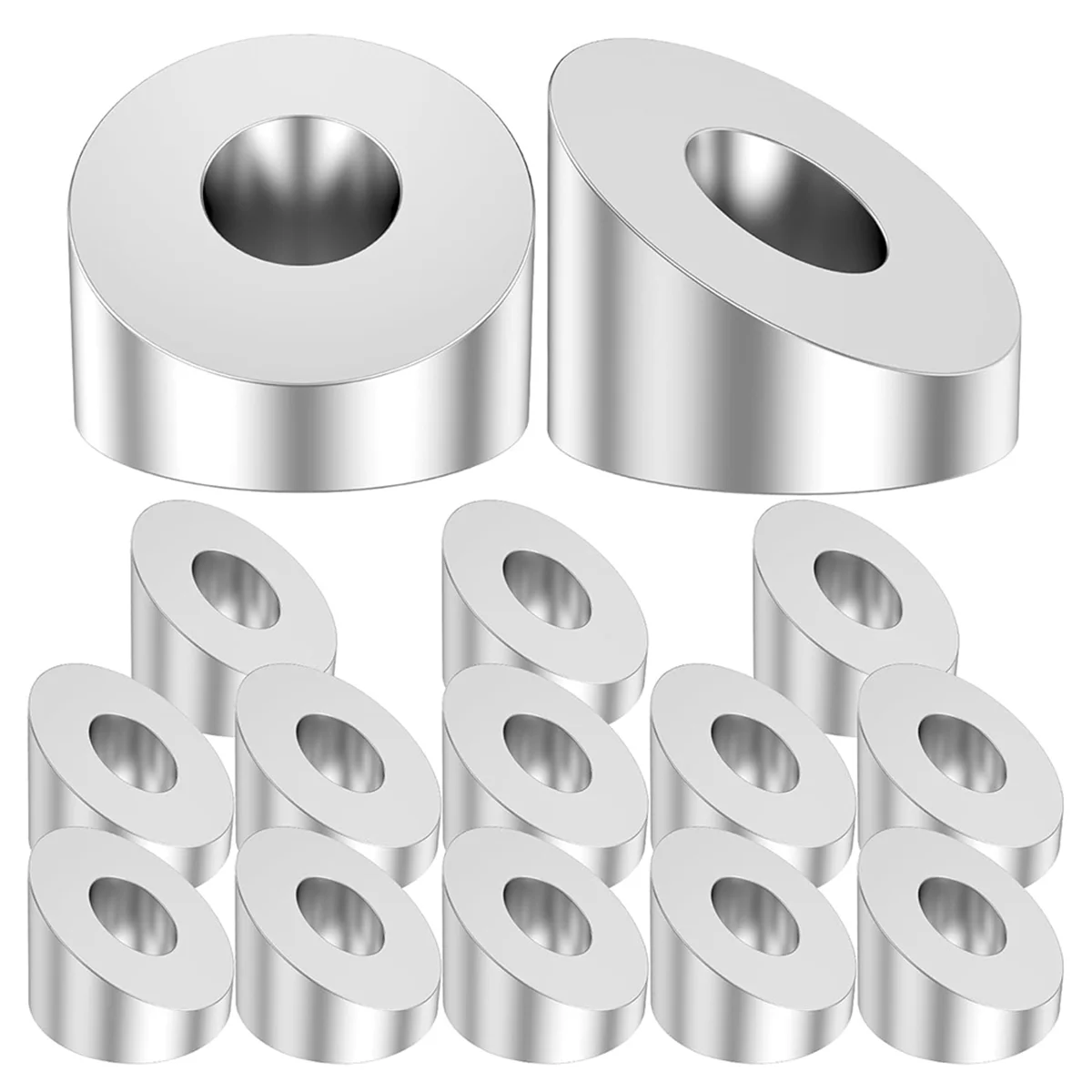 A002 15 Pcs Angle Beveled Washer, 1/4inch ID Stainless Steel 30 Degree Angle Washers, -Cable Railing Hardware