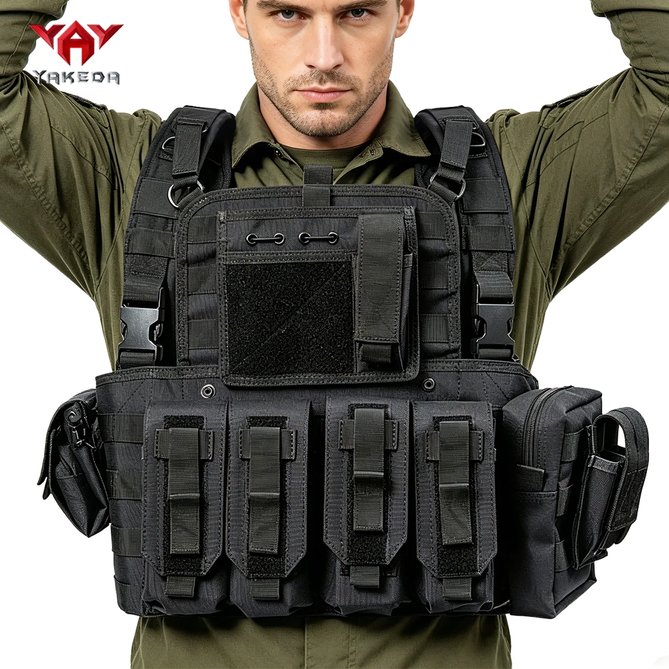 YAKEDA adjustable shoulder strap, independent device storage compartment, hollow back outdoor hunting vest