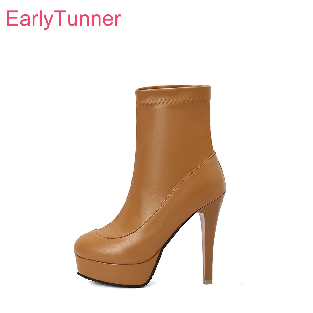 

2026 Весенние новые гламурные желто-белые женские ботильоны на платформе, женская обувь на высоком каблуке, большие маленькие большие размеры 12, 32, 43 45, 48 50