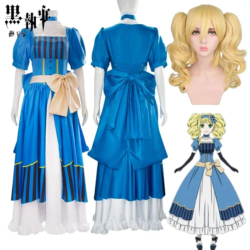 

Anime Black Butler Costume Elizabeth Ethel Cordelia Midford Cosplay Dress Wig Elizabeth Uniform Halloween Outfit for Women