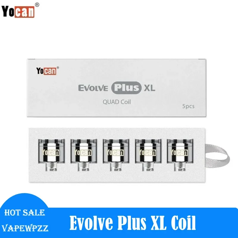5 Buah/Pak Asli Yocan Evolve Plus XL Kumparan Dapat Diganti Kumparan Kuarsa Quad & Donat Keramik & Inti Cakram Xtal untuk Evolve Plus XL