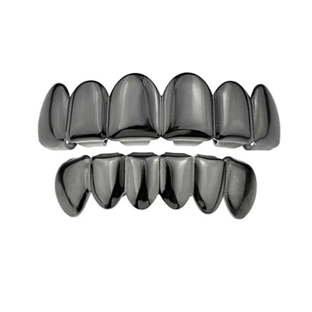 Smooth Black Color Teeth Grillz, Hip Hop Style