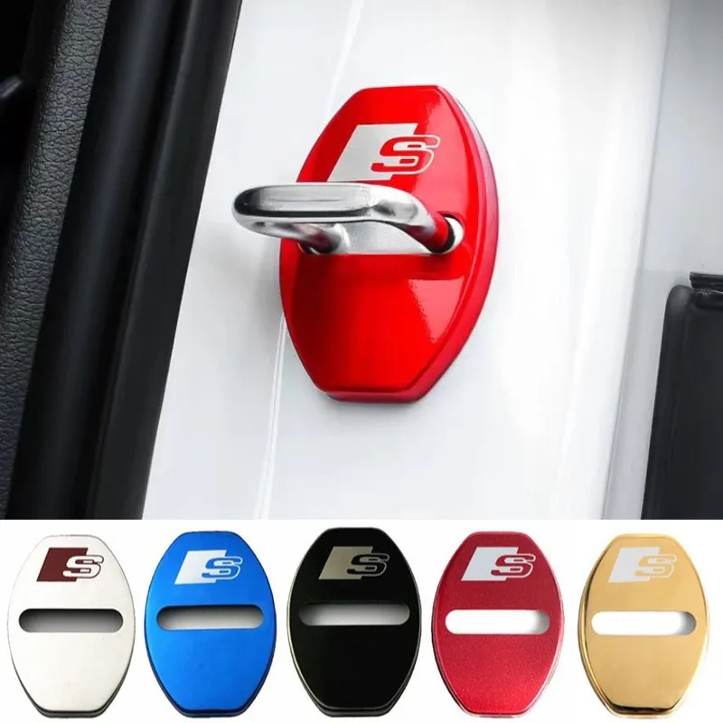 4PCS Car Door Lock Cover Case For Audi Sline A6 A4 A3 A7 A5 Q3 Q5L Q7 Q2 S4 S5 S6 S7 S8 TT RS3 RS4 RS5 RS6 TTS Accessories