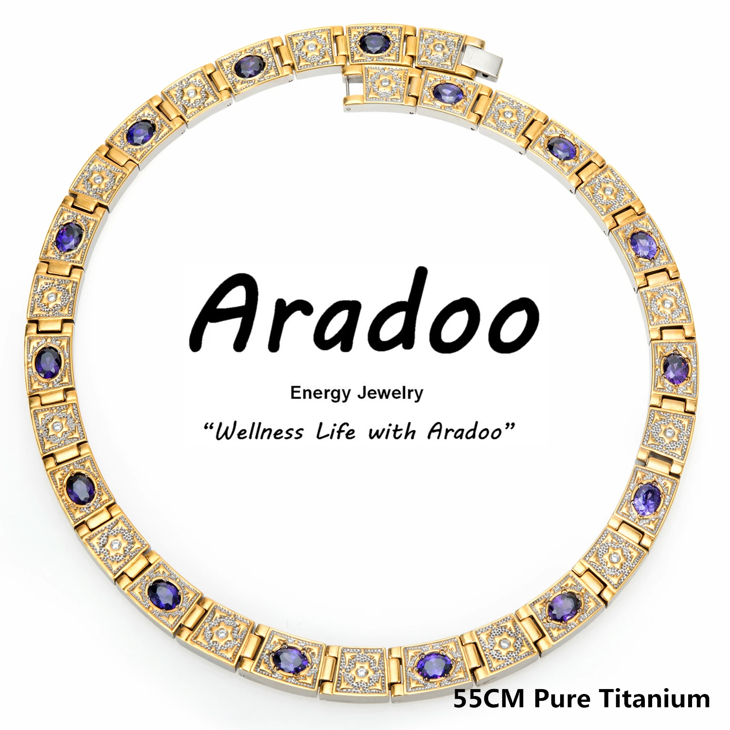 

Aradoo Pure Titanium Energy Necklace Collar Tourmaline Anti-radiation Anion Fat Burning Germanium Health Necklace