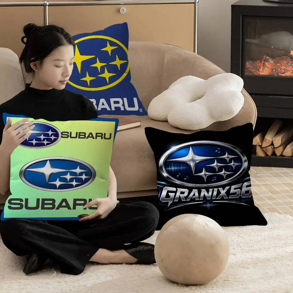S-Subaru Office Cushion Pillowcase Car Cushion Cover45X45CM Lumbar Pillowcase Sofa Pillowcover