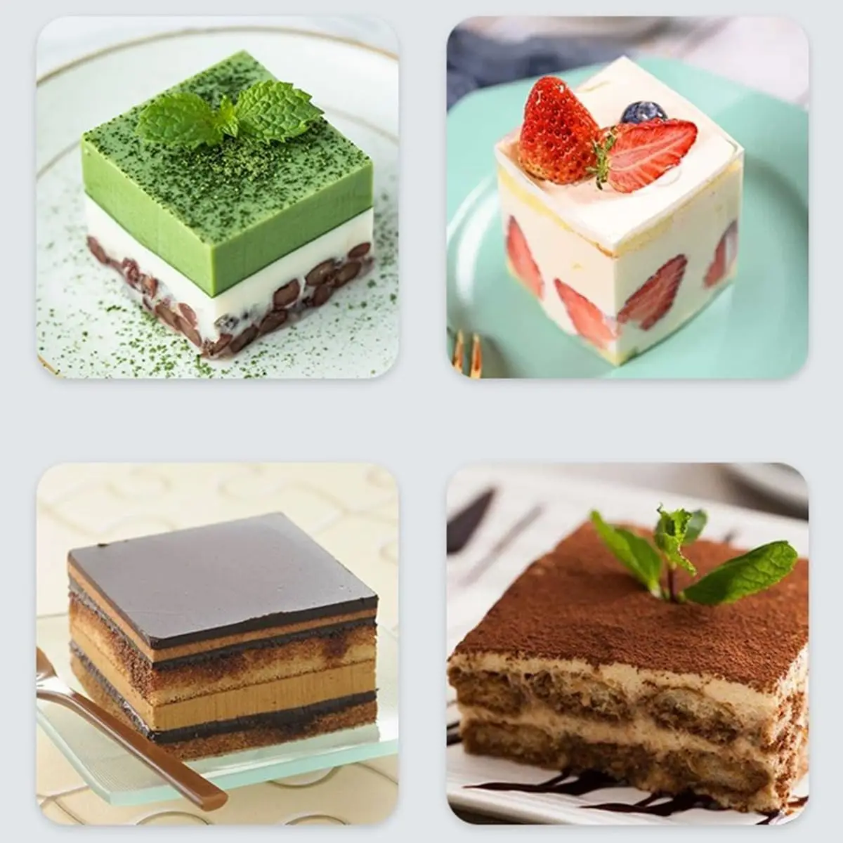 Cake Ring Set, 5PCS Square Stainless Steel, Food Grade Smooth Edge Easy Clean, Pancake Biscuit Molds, Cake Decorating