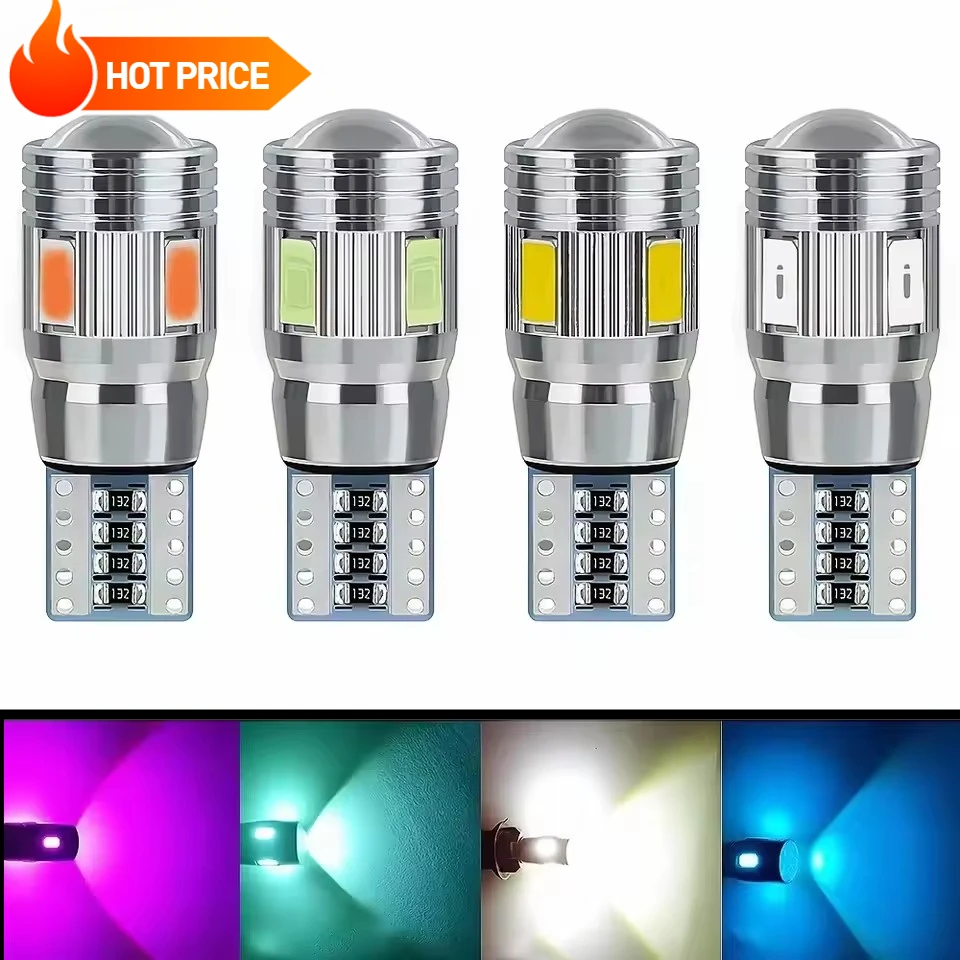 

2PCS Automotive Interior T10 LED Light 10SMD5730 12V Aluminum Marker Light Parking Lighting COB Turn Signal Bulb Accessories