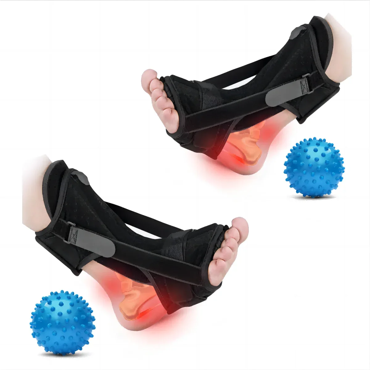 

1/2 Pack Plantar Fasciitis Night Splint Foot Brace Plantar Fasciitis Relief Splint Adjustable Orthotic Stretcher Support Relief