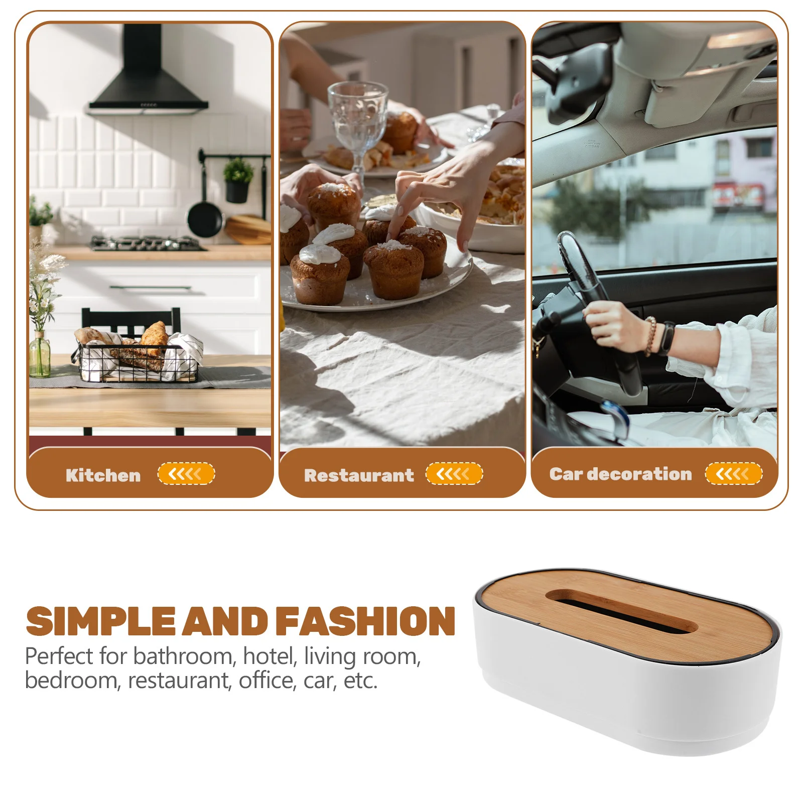 

Vintage Bamboo Tissue Box Decorative Napkin Holder Practical for Bathroom Office Bedroom Car Tissue Organizer Storage Box