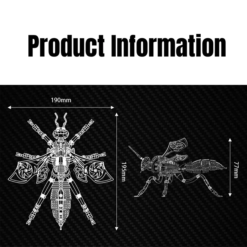 Analyste de construction de modèles d'insectes et de bourdon en métal 3D pour garçons et filles, bricolage créatif, décoration faite à la main, cadeau pour enfants