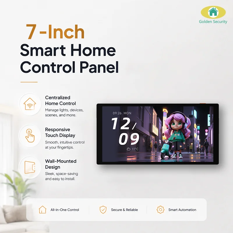 Zigbee Gateway Hub Golden Security TPL07 7PRO 7-Inch Android Touch Screen WiFi Tuya Smart Home Control Panel Alexa Built In