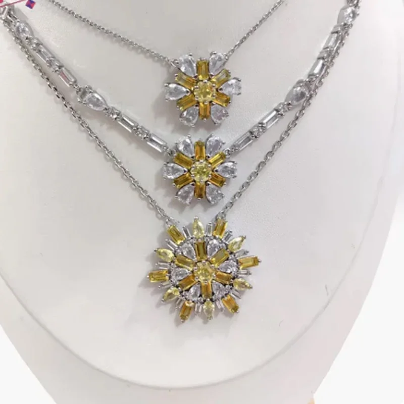 SW جديد عالي الجودة رائج البيع Idyllia مجموعة قلادة على شكل زهرة صفراء مختلطة للمجوهرات النسائية هدية رومانسية للعطلات
