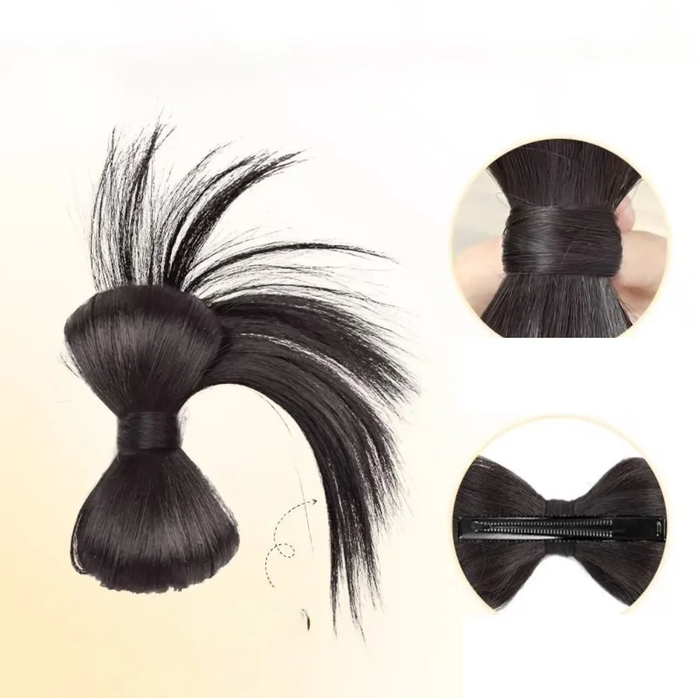 Cabeça de almôndega peruca sintética grab clip coreano estilo preguiçoso aumentar o volume do cabelo fofo falso simulação de cabelo headwear